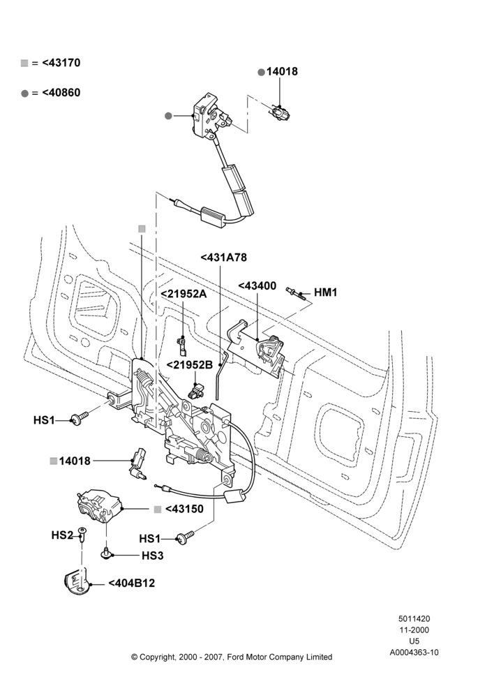 20A - Luggage Compt/Tailgte Lock Controls; 13/NOV/2000-19/JUL/2005