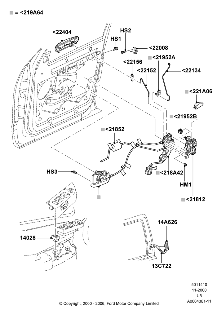 10A - Front Door Lock Controls; 13/NOV/2000-19/JUL/2005