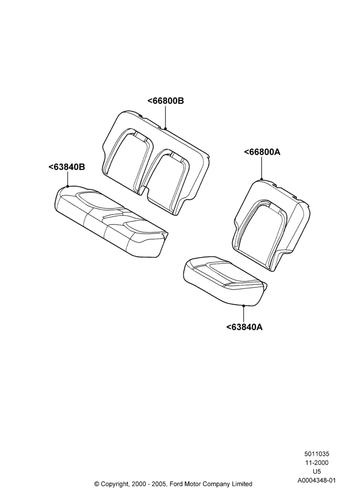 35A - Rear Seat Pads/Valances & Heating, 2nd Row 60/40 (3 P) Folding Seat; 13/NOV/2000-19/JUL/2005