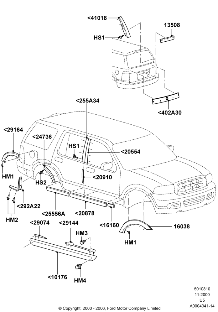10A - Body Mouldings, XLS; 13/NOV/2000-04/AUG/2003
