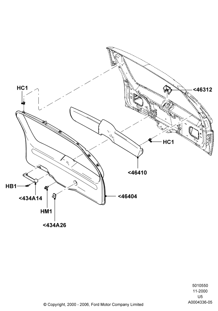 50A - Back Door/Tailgate Trim Panels; 13/NOV/2000-19/JUL/2005