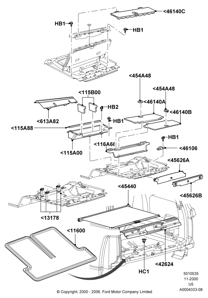 35A - Load Compartment Trim, Factory Installed; 13/NOV/2000-19/JUL/2005