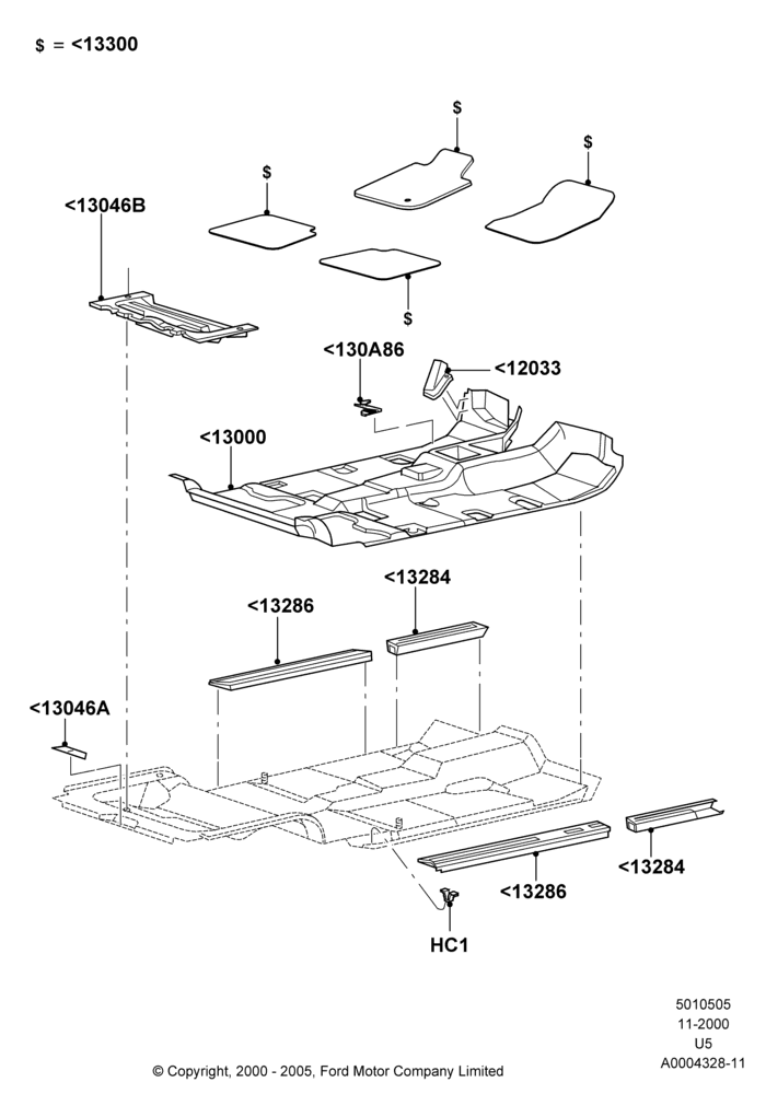 05A - Floor Trim, LHD, Factory Installed; 13/NOV/2000-19/JUL/2005