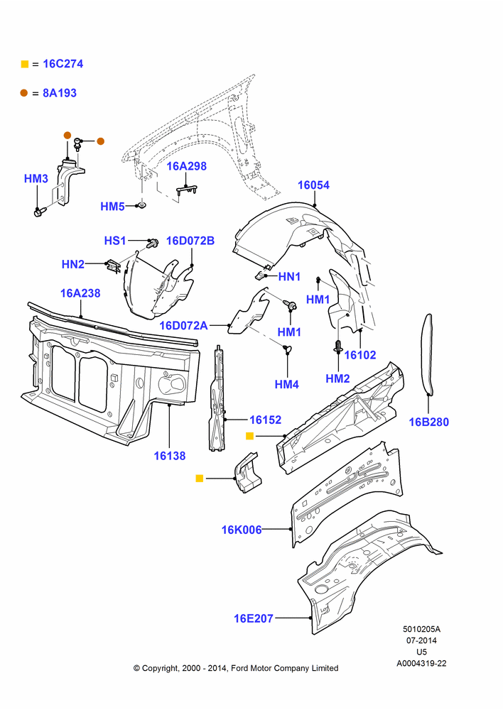 05A - Front Panels, Aprons & Side Members; 13/NOV/2000-19/JUL/2005
