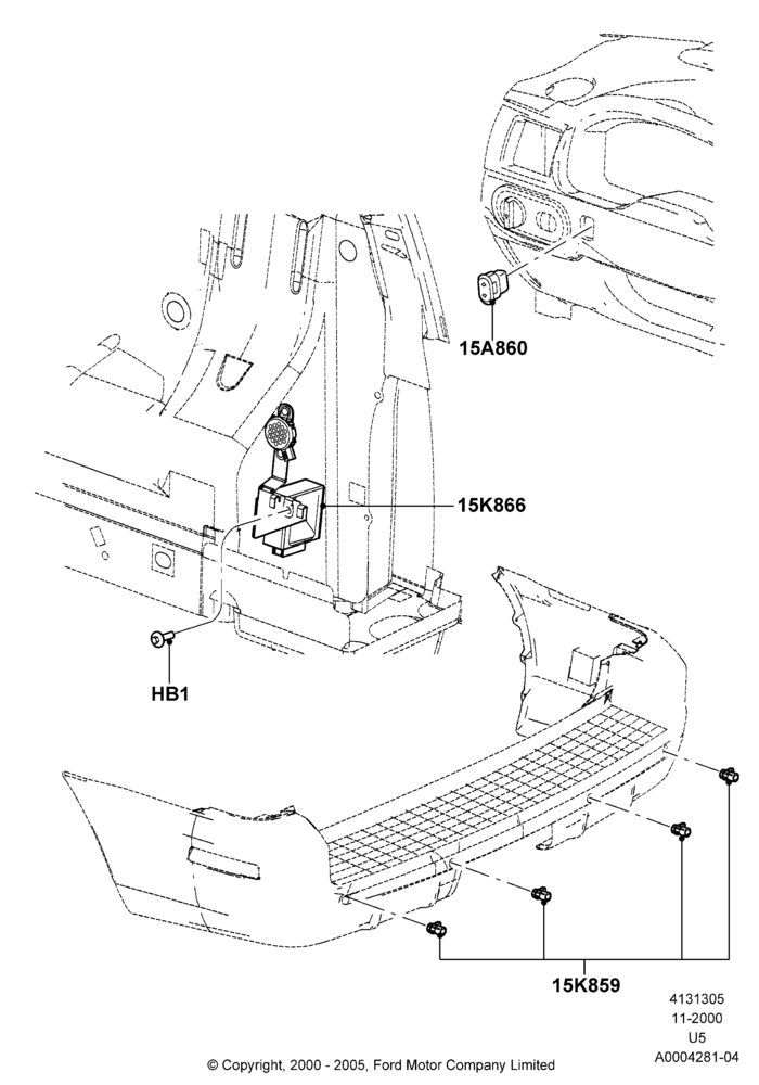 05A - Parking Distance Control, With Reverse Proximity Sensor; 13/NOV/2000-19/JUL/2005