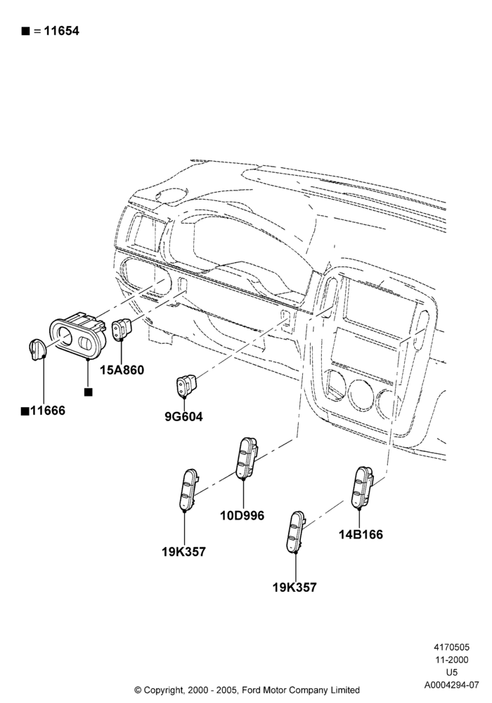 05A - Instrument Panel Related Parts, (+)"Canada", (+)"Mexico", US MARKETS; 13/NOV/2000-19/JUL/2005
