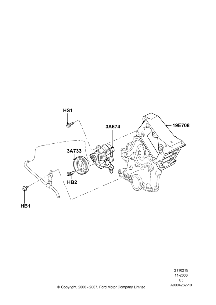 Power Steering Pump Mounting, 4.0L V6 12V SOHC EFI