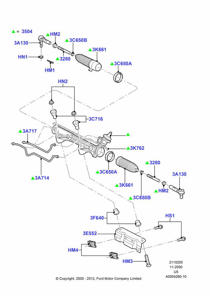 05A - Steering Gear, All LHD Territories; 13/NOV/2000-19/JUL/2005
