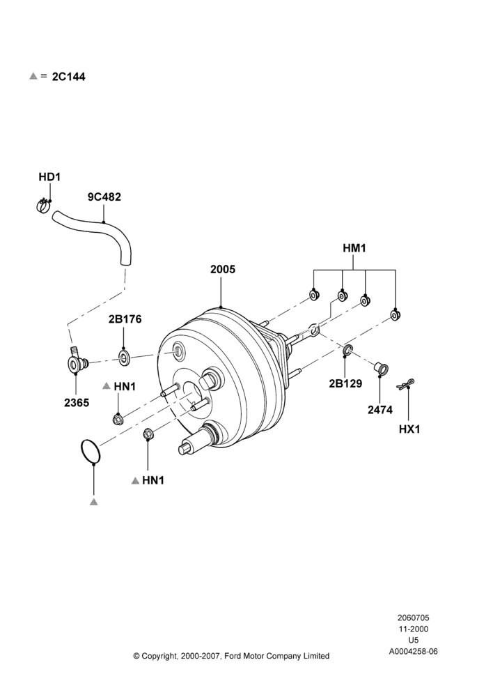 05A - Brake Booster, 4.0L V6 12V SOHC EFI; 13/NOV/2000-19/JUL/2005
