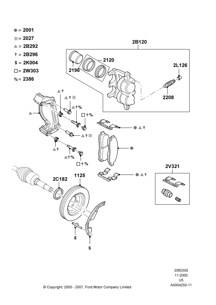 05A - Front Brake Discs and Calipers; 13/NOV/2000-19/JUL/2005
