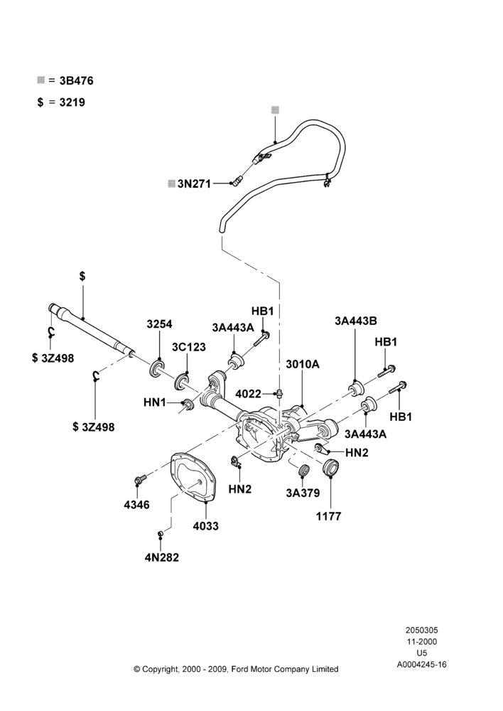05A - Front Axle Case, 4WD; 13/NOV/2000-19/JUL/2005