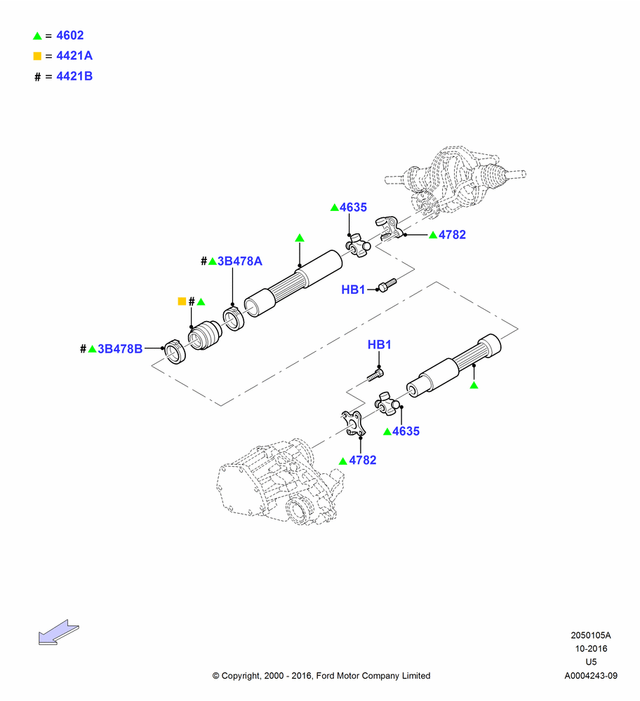 05A - Drive Shaft - Rear Axle Drive, LHD 4WD (FTD), LHD 4WD (Part Time Drive); 13/NOV/2000-16/DEC/2010