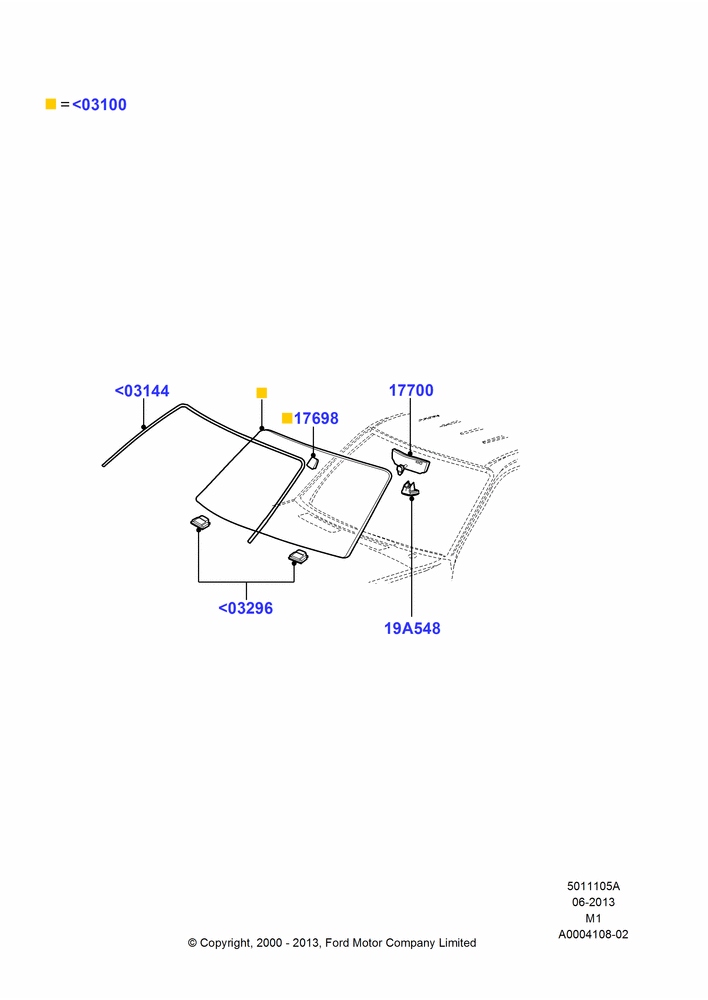 05A - Windshield/Inside Rear View Mirror, (+) North American Markets; 12/JUN/2000-01/MAY/2006