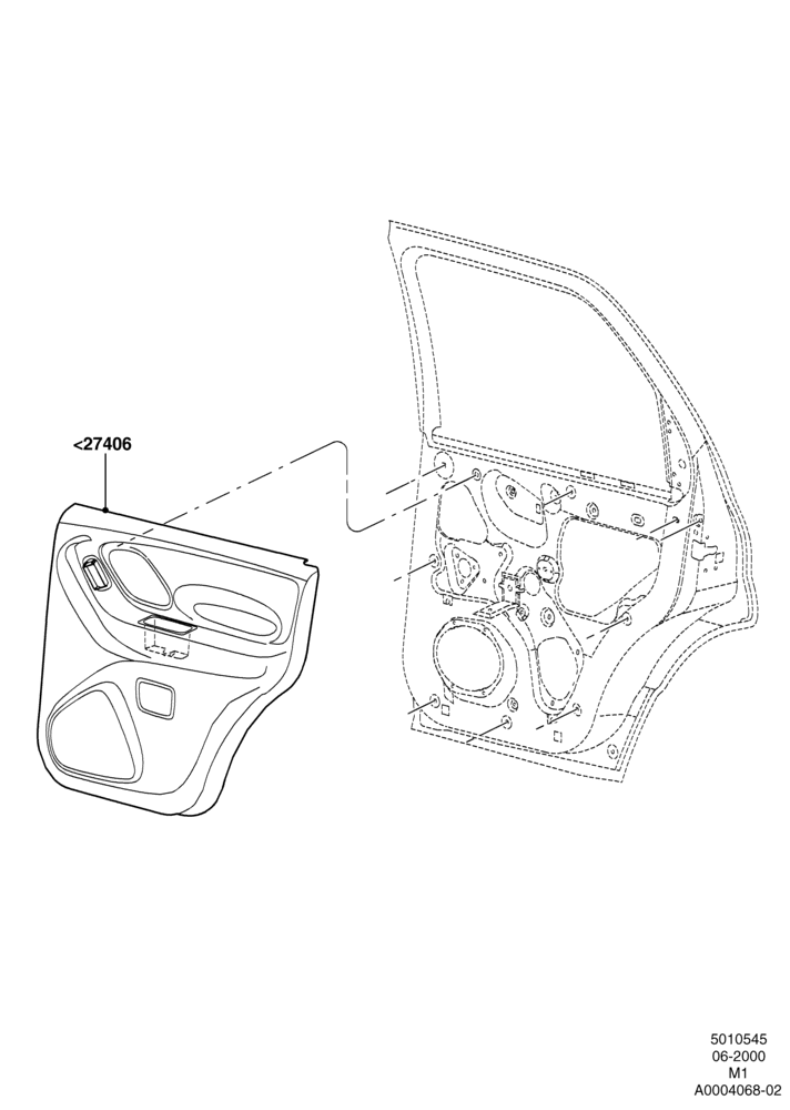45A - Rear Door Trim Panels, All LHD Territories; 12/JUN/2000-22/DEC/2003