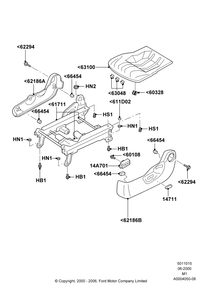 15C - Front Seat Base, All LHD Territories, With Driver 6 Way Pwr.Seat Adjuster; 12/JUN/2000-22/DEC/2003