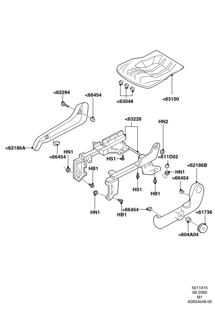 15B - Front Seat Base, All LHD Territories, LHD, With Driver 4 Way Mnl.Seat Adjuster; 12/JUN/2000-22/JUL/2002
