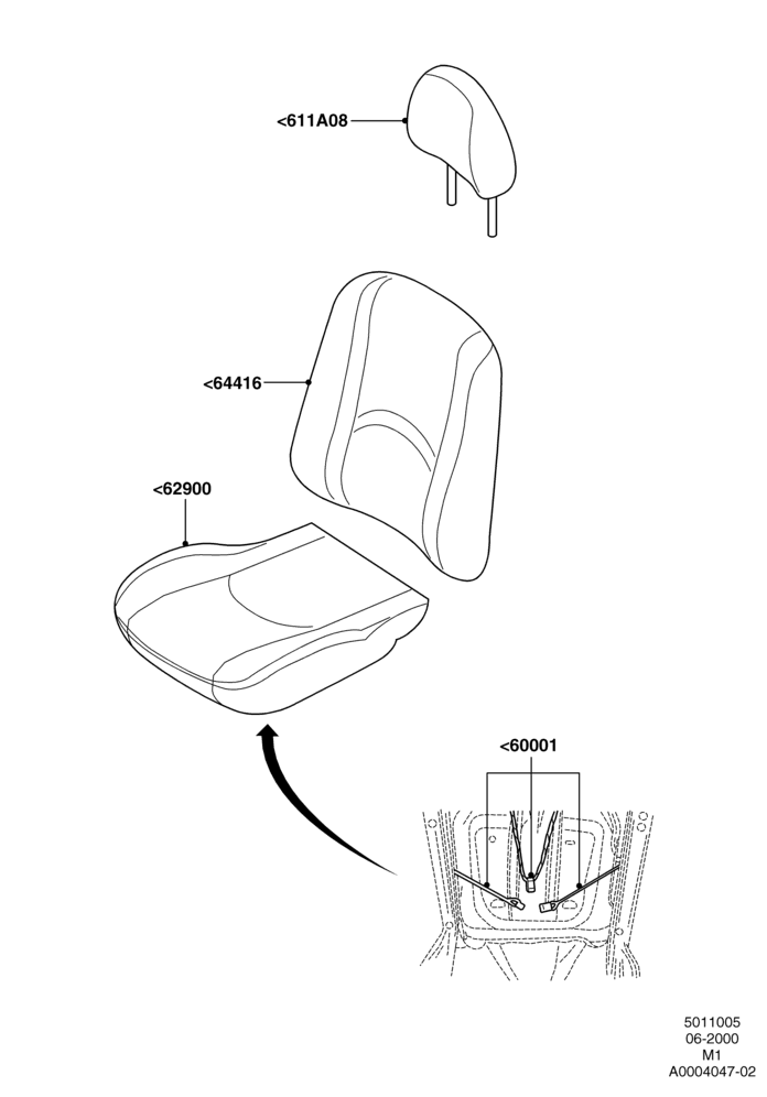 05B - Front Seat Covers, All LHD Territories, With Low Back Front Seats; 12/JUN/2000-22/DEC/2003