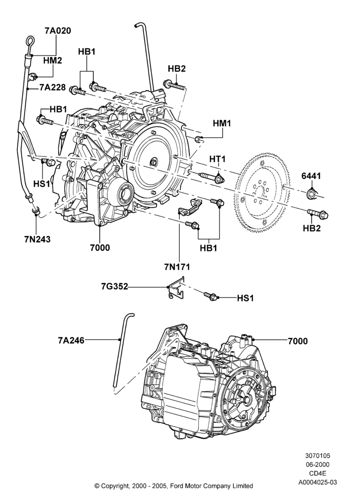 05B - Auto Trans Assy & Speedometer Drive, 3.0 V6 24V DOHC EFI Modular, 4 Speed CD4E Automatic; 12/JUN/2000-22/DEC/2003