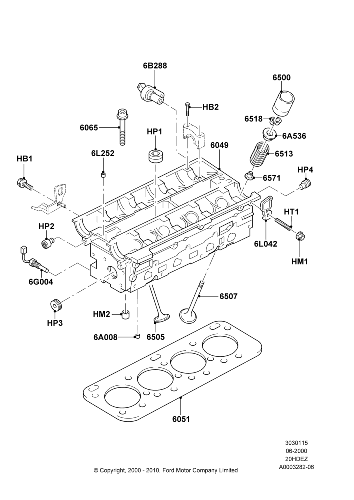 15A - Cylinder Head, Zetec 2.0 16V EFI; 12/JUN/2000-22/DEC/2003