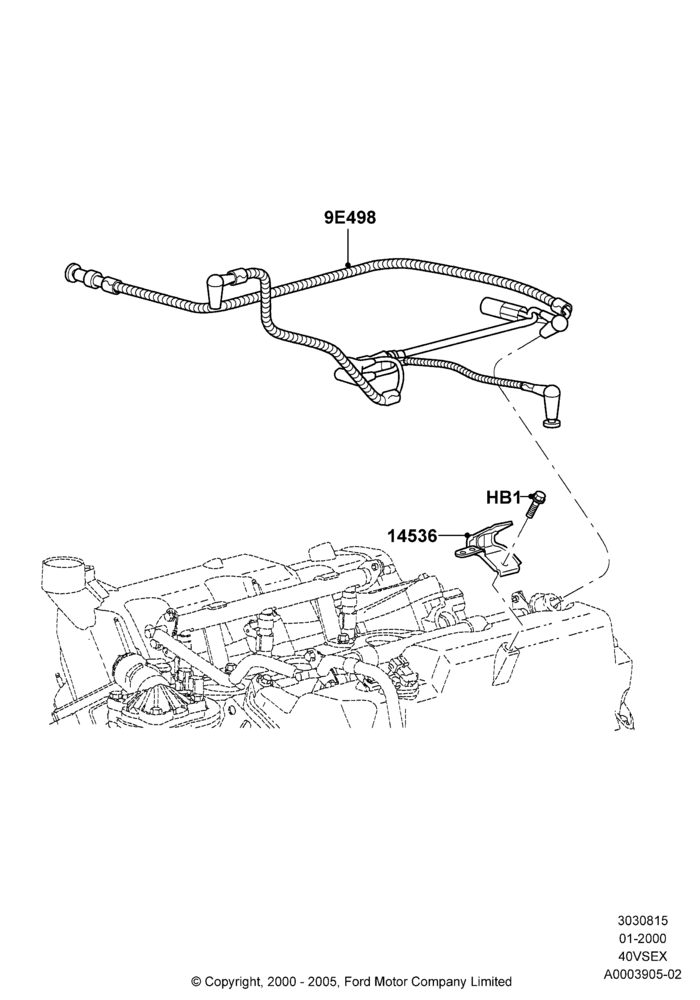 15C - Emission Control - Valves/Hoses, 4.0L V6 12V SOHC EFI, Main Vacuum Connector Assy; 24/JUL/2000-30/JUN/2005