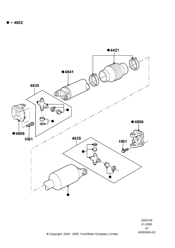 05B - Drive Shaft - Rear Axle Drive, 4WD; 31/JAN/2000-09/MAY/2003
