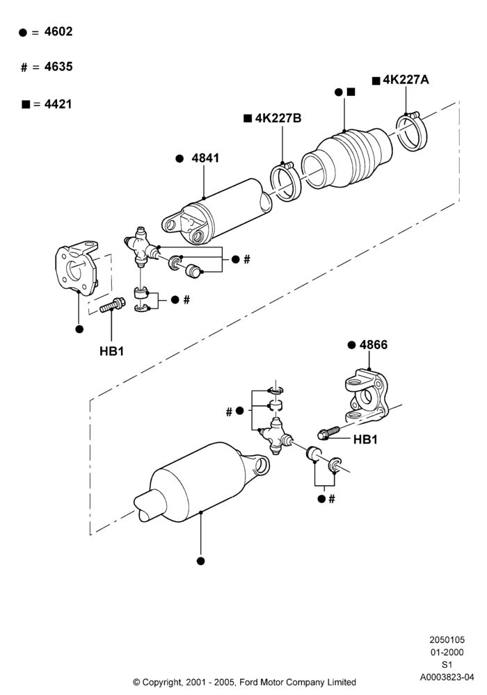 05B - Drive Shaft - Rear Axle Drive, 4WD; 31/JAN/2000-30/JUN/2005