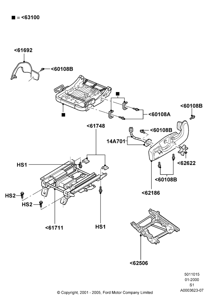 15B - Front Seat Base, With Low Back Front Seats; 31/JAN/2000-19/AUG/2002