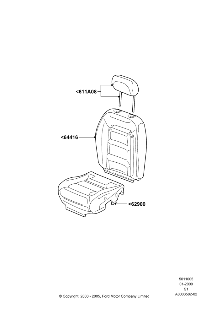 05B - Front Seat Covers, With Low Back Front Seats, With Premium Front Seats; 31/JAN/2000-09/MAY/2003
