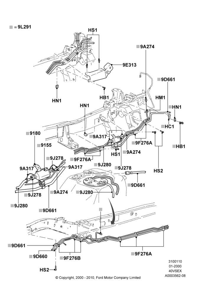 10B - Fuel Lines, 4.0L V6 12V SOHC EFI; 24/JUL/2000-20/APR/2001