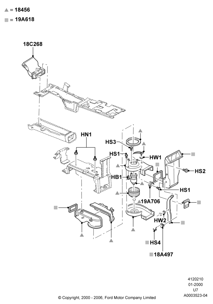 10C - Heater/Air Cond.Internal Components, With Floor Console; 31/JAN/2000-09/MAY/2003