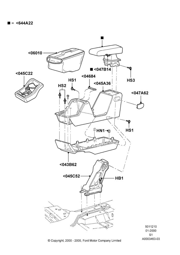 10B - Console - Floor, Console - Floor With Soft Pack, Floor Console; 31/JAN/2000-01/DEC/2003