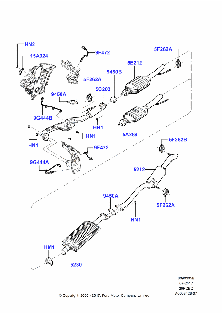 Exhaust System, (+) North American Markets, 3.0 V6 24V DOHC EFI Modular