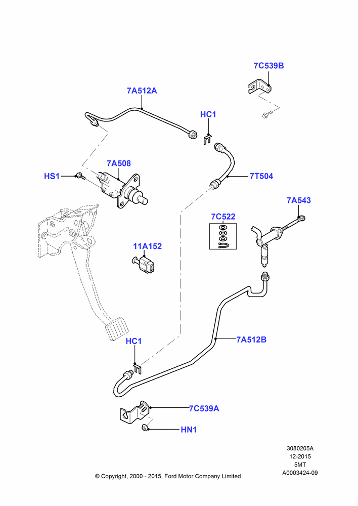 05A - Clutch Master and Slave Cylinders, 5 Speed Manual Transmission, LHD; 12/JUN/2000-22/DEC/2003