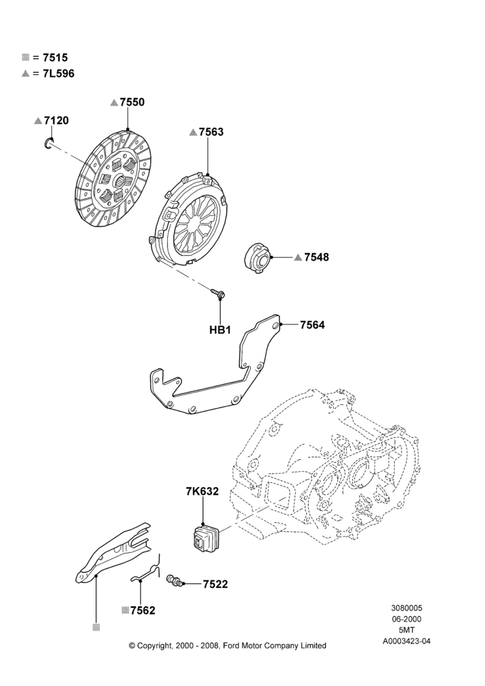 05A - Clutch, 5 Speed Manual Transmission; 12/JUN/2000-22/DEC/2003
