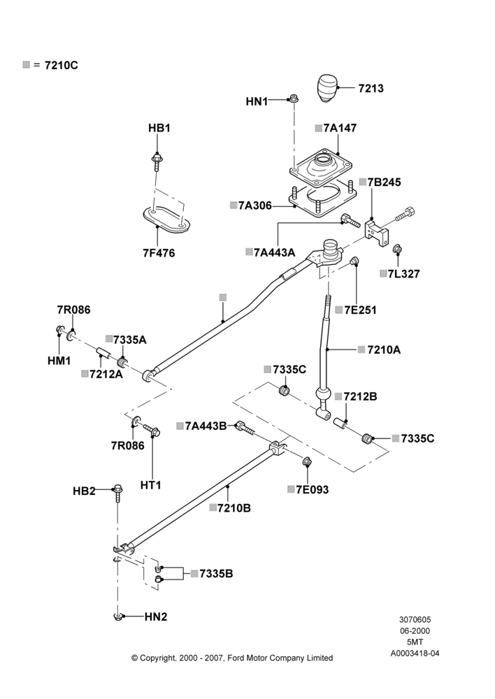 05A - Gear Change Lever - Manual Trans, 2WD, 5 Speed Manual Transmission; 12/JUN/2000-22/DEC/2003