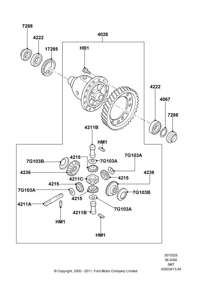 25A - Manual Transaxle Diff. Components, 2WD, 5 Speed Manual Transmission; 12/JUN/2000-22/DEC/2003