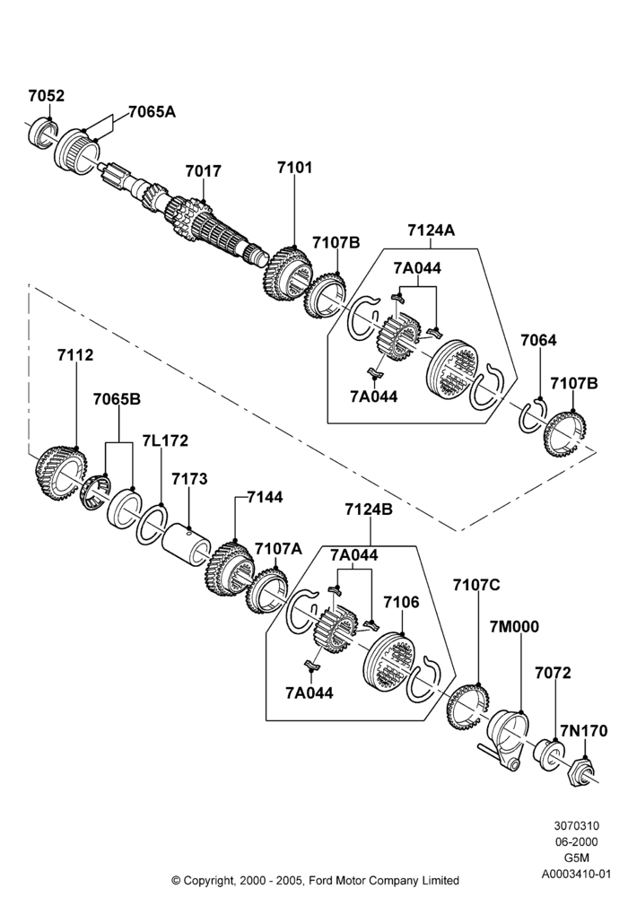 10A - Input Shaft, Gear Sets & Bearings, 5 Speed Manual Transmission; 12/JUN/2000-22/DEC/2003