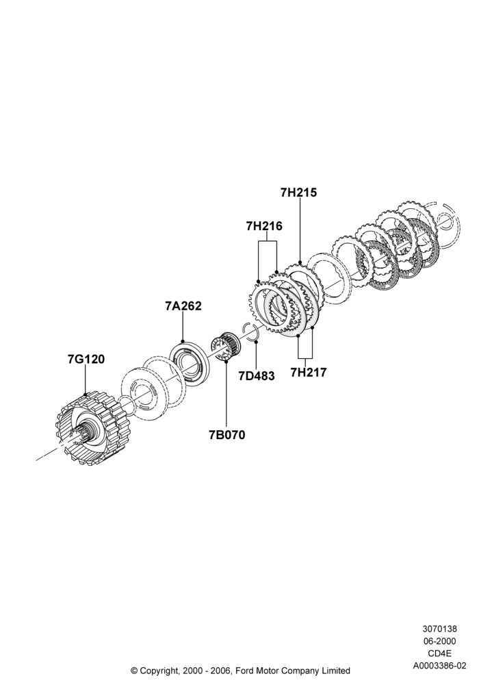 38A - Coast Clutch and Components, 3.0 V6 24V DOHC EFI Modular, 4 Speed CD4E Automatic, Zetec 2.0 16V EFI; 12/JUN/2000-22/DEC/2003