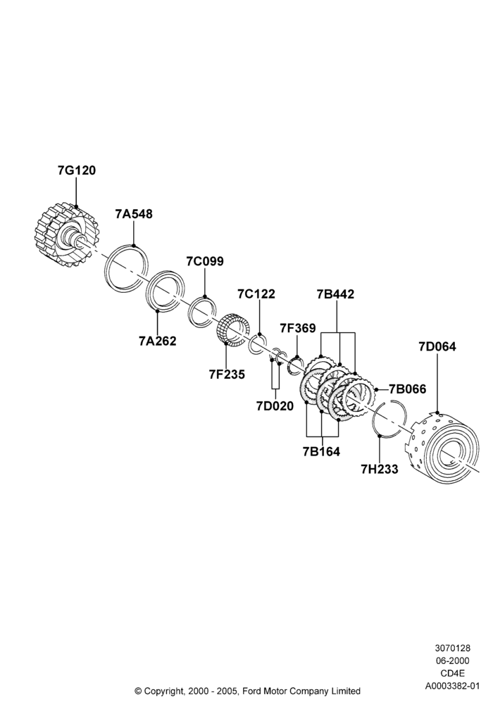 28A - Direct Clutch and Components, 3.0 V6 24V DOHC EFI Modular, 4 Speed CD4E Automatic, Zetec 2.0 16V EFI; 12/JUN/2000-22/DEC/2003