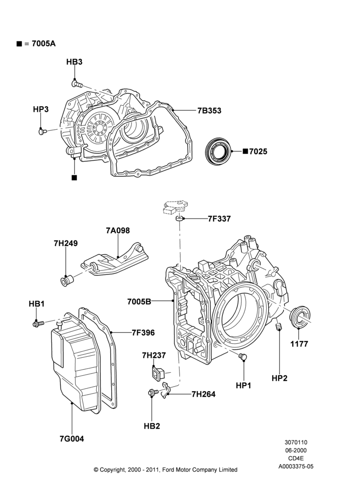 10A - Transmission External Components, 4 Speed CD4E Automatic, Zetec 2.0 16V EFI; 12/JUN/2000-22/DEC/2003