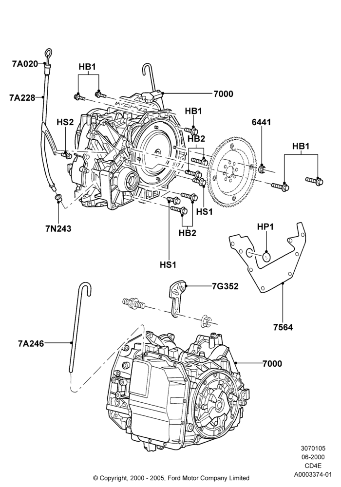 05A - Auto Trans Assy & Speedometer Drive, 4 Speed CD4E Automatic, Zetec 2.0 16V EFI; 12/JUN/2000-22/DEC/2003