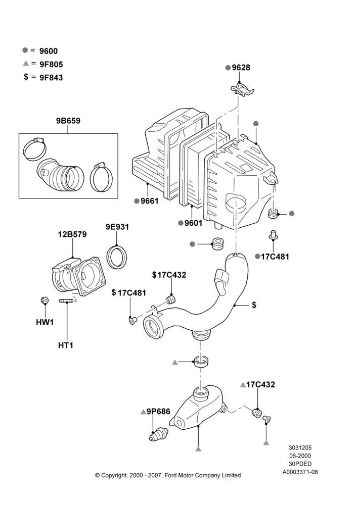 05A - Air Cleaner, 3.0 V6 24V DOHC EFI Modular; 12/JUN/2000-26/JUL/2004