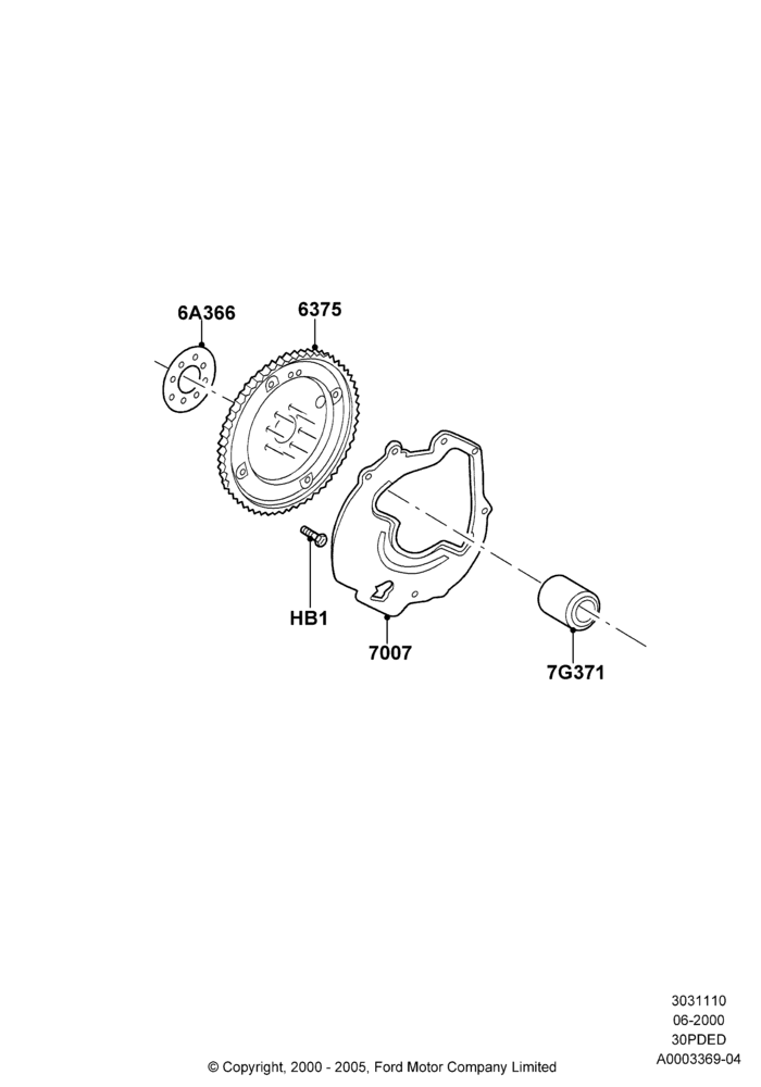 10A - Flywheel, 3.0 V6 24V DOHC EFI Modular; 12/JUN/2000-01/MAY/2006