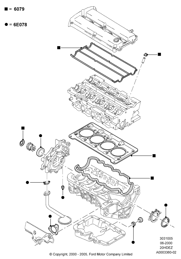 05A - Engine Gasket Kits, Zetec 2.0 16V EFI; 12/JUN/2000-22/DEC/2003