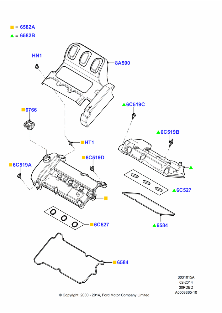 15A - Cylinder Head Cover, 3.0 V6 24V DOHC EFI Modular; 12/JUN/2000-16/AUG/2004