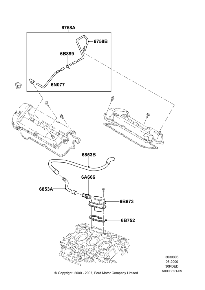 05A - Emission Control - Crankcase, 3.0 V6 24V DOHC EFI Modular; 12/JUN/2000-22/DEC/2003