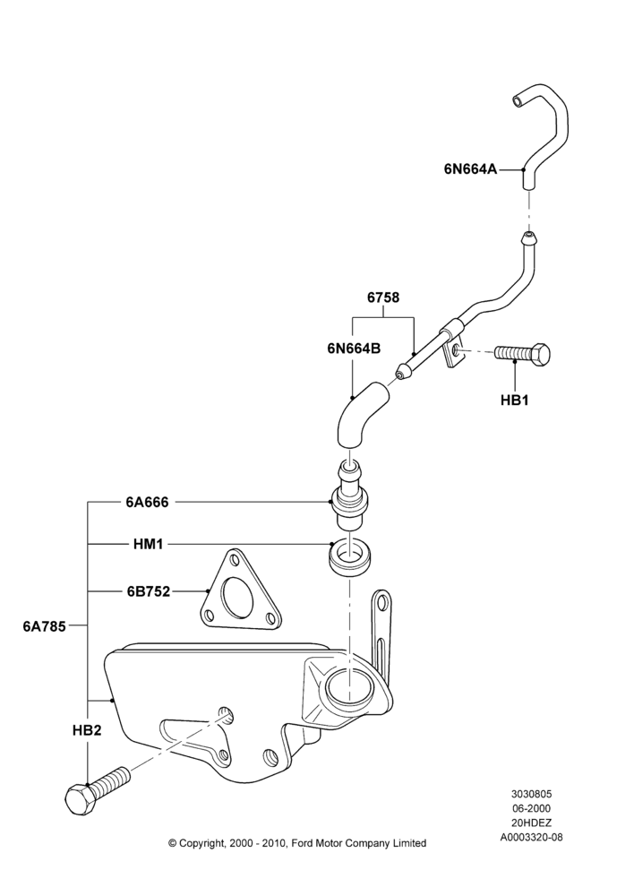 05A - Emission Control - Crankcase, Zetec 2.0 16V EFI; 12/JUN/2000-22/DEC/2003