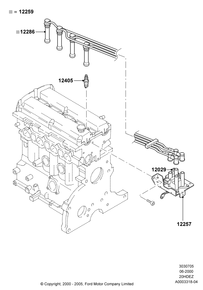 05A - Ignition Coil and Wires/Spark Plugs, Zetec 2.0 16V EFI; 12/JUN/2000-22/DEC/2003
