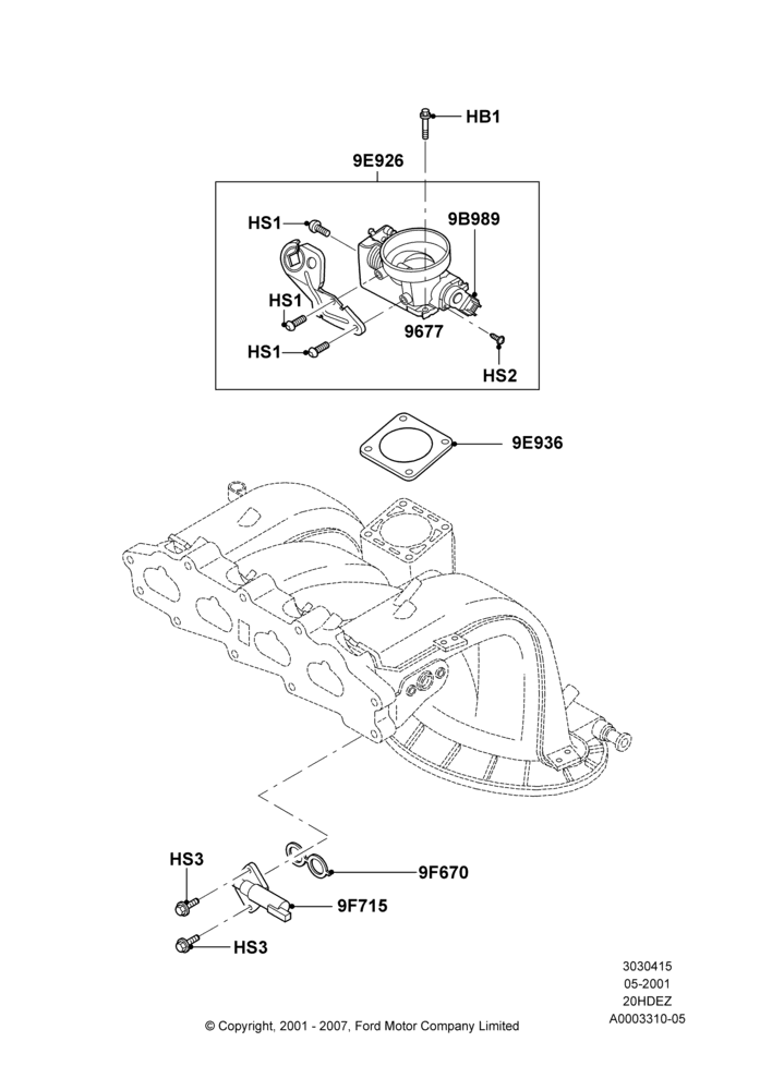 15A - Throttle Housing, Zetec 2.0 16V EFI; 12/JUN/2000-22/DEC/2003