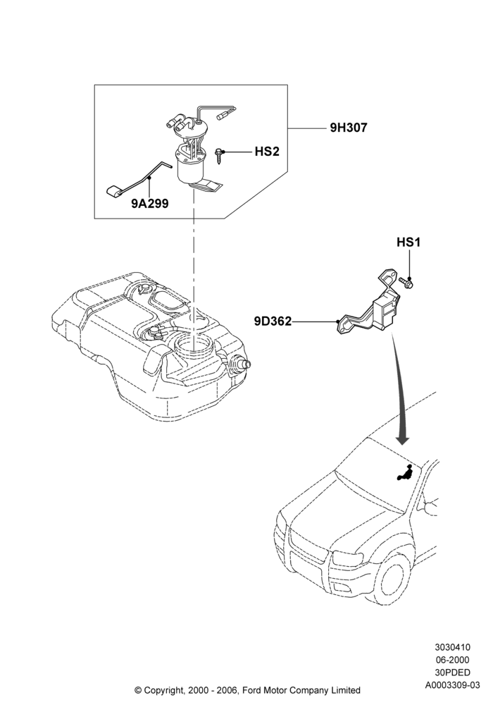 10A - Fuel Pump And Sender Unit, 3.0 V6 24V DOHC EFI Modular; 12/JUN/2000-22/DEC/2003